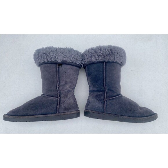 BEARPAW Tall Woman’s Size 8 Gray Suede Upper Sheepskin Wool Lined Boots Slip-On - Picture 5 of 16